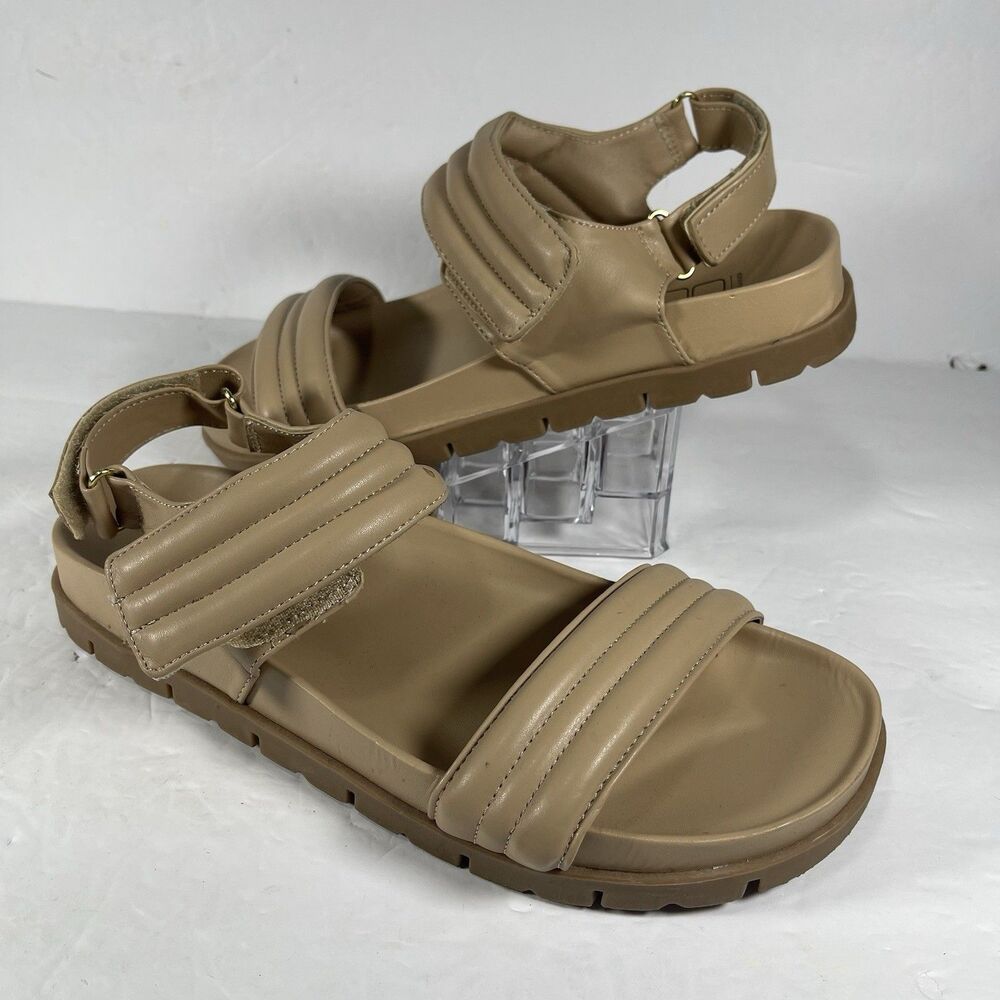 No Boundaries Women's Padded Sport Sandals Tan Beige Size 9 Hook & Loop Strap